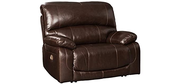 Ashley Signature Design Hallstrung - Leather Chair and Half Recliner