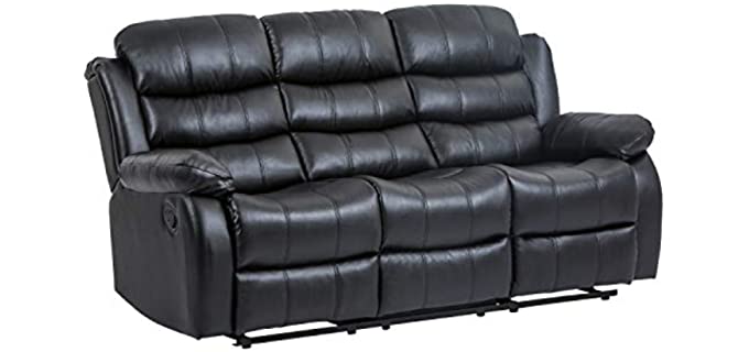 FDW Leather - Home Theatre Three-Seater Recliner Sofa