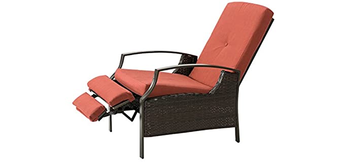 AbocuFur Wicker - Adjustable Rattan Recliner Chair