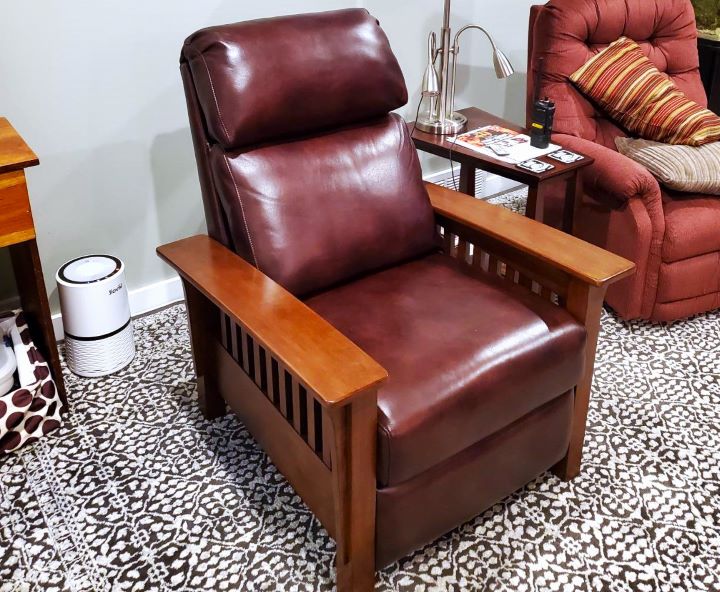 Checking the Leather Push Back Manual Recliner Chair from the brand BarcaLounger