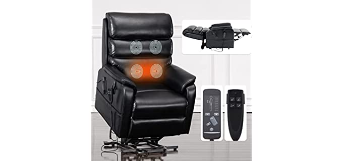 Irene House 9188 - Petite Power Recliner with Heat and Massage for Seniors