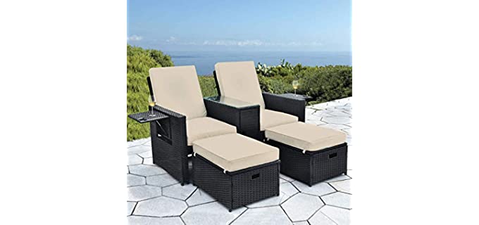 B Baijiawei Loveseat - Outdoor Reclining Chair with Ottoman Footrest