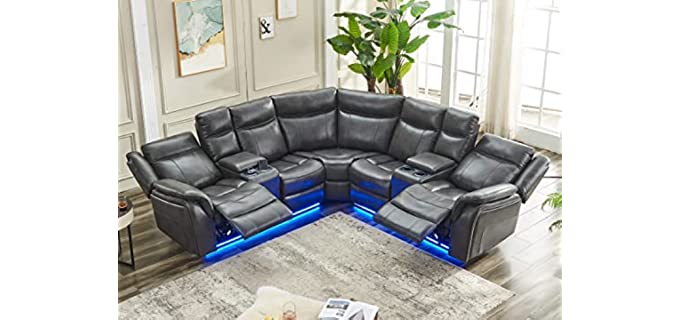 Comfort Stretch LED - Sectional Sofa with Recliner