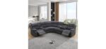 Sienwey Gray Corduroy - Manual Sectional Sofa with Recliner