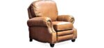 BarcaLounger Longhorn II Recliner Chair Chaps Saddle Top Grain Leather Chair with Espresso Wood Legs
