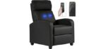 BestMassage | Recliner Chair | with 2 Point Massage Function | Black | with Lumbar Support, Adjustable Push Back, Wide Armrests, Footrest & Padded Seat | Easy Assembly | for Living Room, Home Theatre