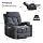 CANMOV Manual Recliner Chair with Massage and Heat, Soft Fabric Recliner Chair with Overstuffed Arm and Back, Manual Reclining Single Sofa with 2 Cup Holders, Side Pocket for Living Room, Dark Grey