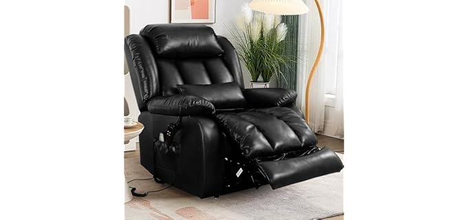 EDILLY X Large Genuine Leather Power Lift Recliner Chairs for Elderly