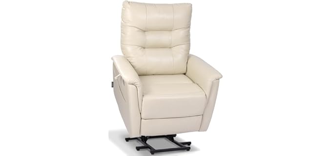 EONIX Dual Motor Wall Hugger Power Lift Recliner Chair, 5'6'', Cream White