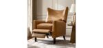 HULALA HOME Wingback Recliner Chair with Lumbar Pillow, Camel