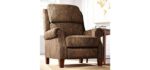 Kensington Hill Beaumont Warm Brown Paisley Patterned Recliner Chair Traditional Armchair Comfortable Push Manual Reclining Footrest Adjustable for Cottage Core Bedroom Living Room Reading Relax