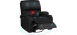 LAFWELL Rocking Recliner Chair, Massage Rocker Recliner Chair with Vibration Massage and Heat, USB and Type-C Ports,360° Swivel Faux Leather Chairs, Living Room, Bedroom, Nursery, RV, Black