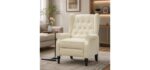 Mid Century Wingback Recliner Chair for Adults, Modern Linen Fabric Push Back Recliner Chairs with Button Tufted Upholstered Back & Footrest, Manual Recliner Chais for Living Room, Nursery, Beige