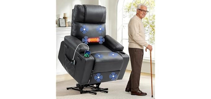 Power Lift Recliner Electric Chair for Elderly with USB Charge Port, Black
