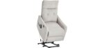 Trustyue Power Lift Recliner Chair with Heat and Massage, Lift Chairs for Standing Assistance,Small Lift Chair for Petite Elderly with Side Pocket Remote Control Fabric Beige