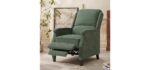 VKNOW Recliner Chair, Fabric Recliner with Adjustable Back, Green