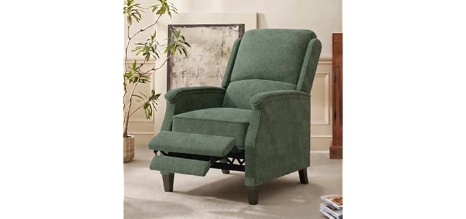 VKNOW Recliner Chair, Fabric Recliner with Adjustable Back, Green